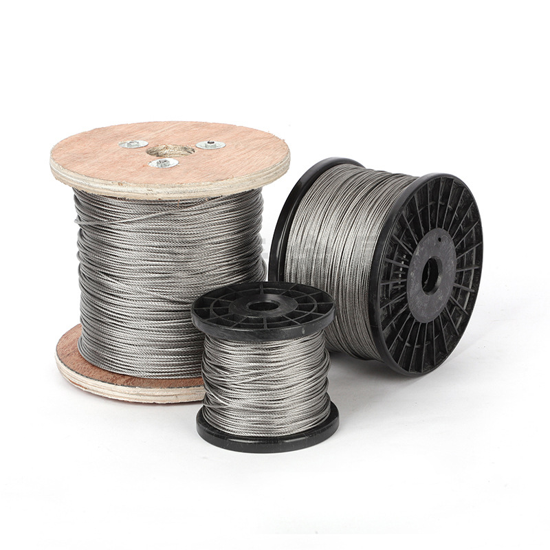 304 cuerda de acero inoxidable de elevación de baranda flexible cuerda de alambre de acero cuerdas de alambre de acero de poliestireno