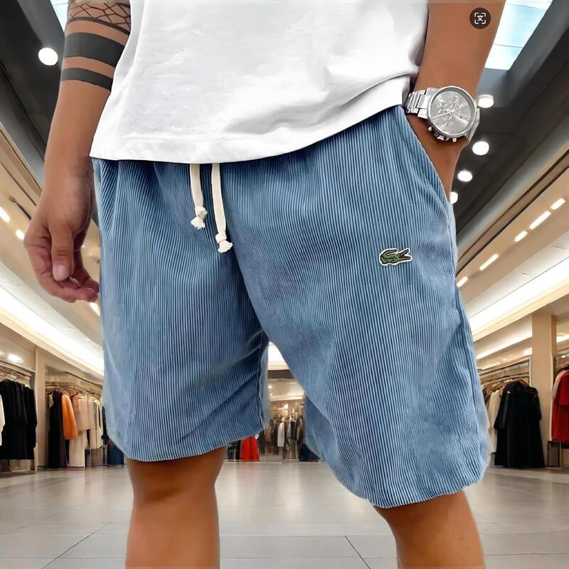 2025 New European and American Cross-Border Export Men's Corduroy Solid Color Sports Casual Shorts with Crocodile Embroidery