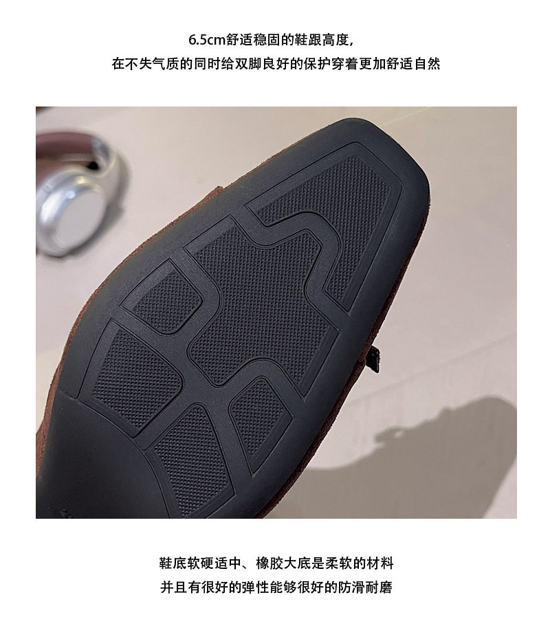 Bốt nữ cao gót mũi vuông khóa kéo phía sau, gót dày 6–8 cm, dáng ôm chân — Màu đen (Áo & Quần lót lông cừu), Nâu (đơn nhung trên và dưới) chi tiết 13