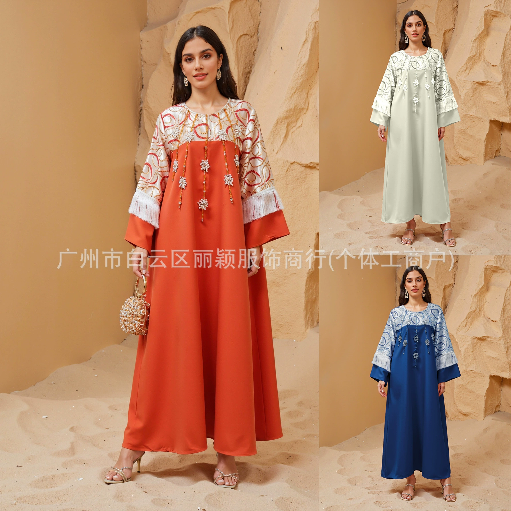 Женский новый свободный халат с вышивкой бисером в стиле Ближнего Востока, кружевной, с кисточками, для экспорта