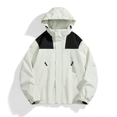 23657新品2024冲锋衣户外情侣拼色冲锋衣可脱卸帽防水防风夹克青