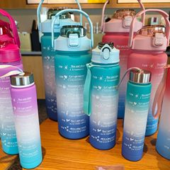 Four-piece set of summer new outdoor large-capacity sports water cups for men and women, fitness kettles, straws, portable handle kettles