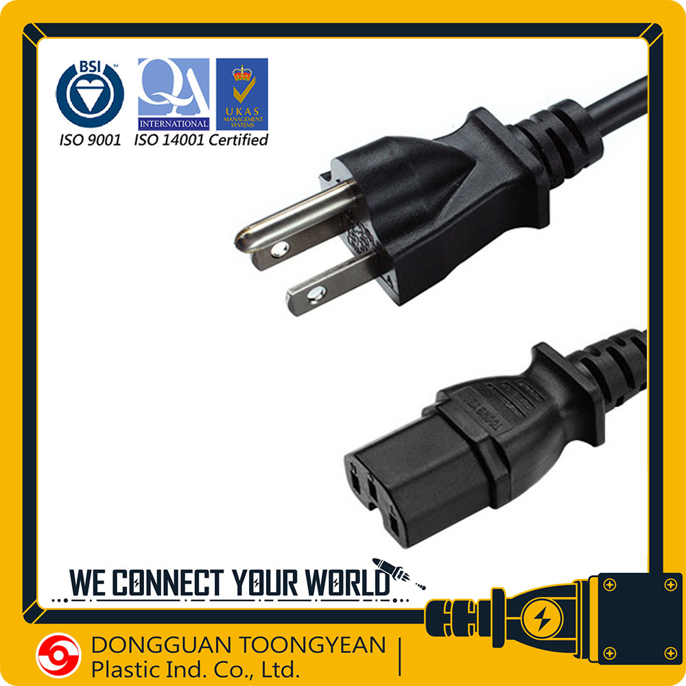 美国UL认证三插带C5连接器米老鼠尾插梅花尾插