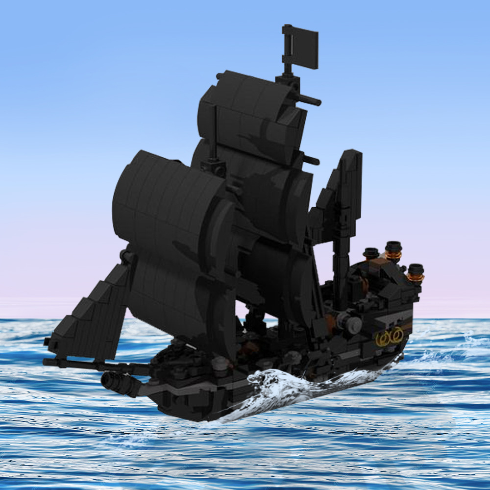 MOC-145843迷你加勒比海盗船黑珍珠号 兼容乐高4184积木拼装玩具