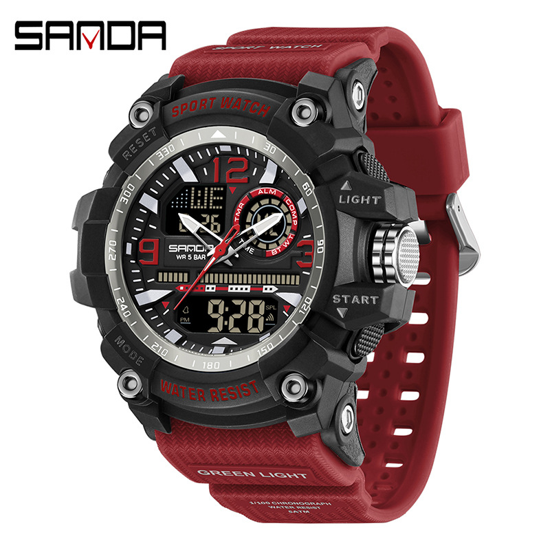 Reloj electrónico Sanda Reloj deportivo multifuncional de moda juvenil SANDA Reloj despertador impermeable Reloj para estudiantes 3367