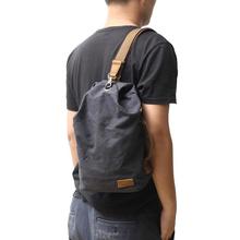 简约日系文艺帆布胸包复古时尚休闲斜跨水桶包户外单肩男士背包2