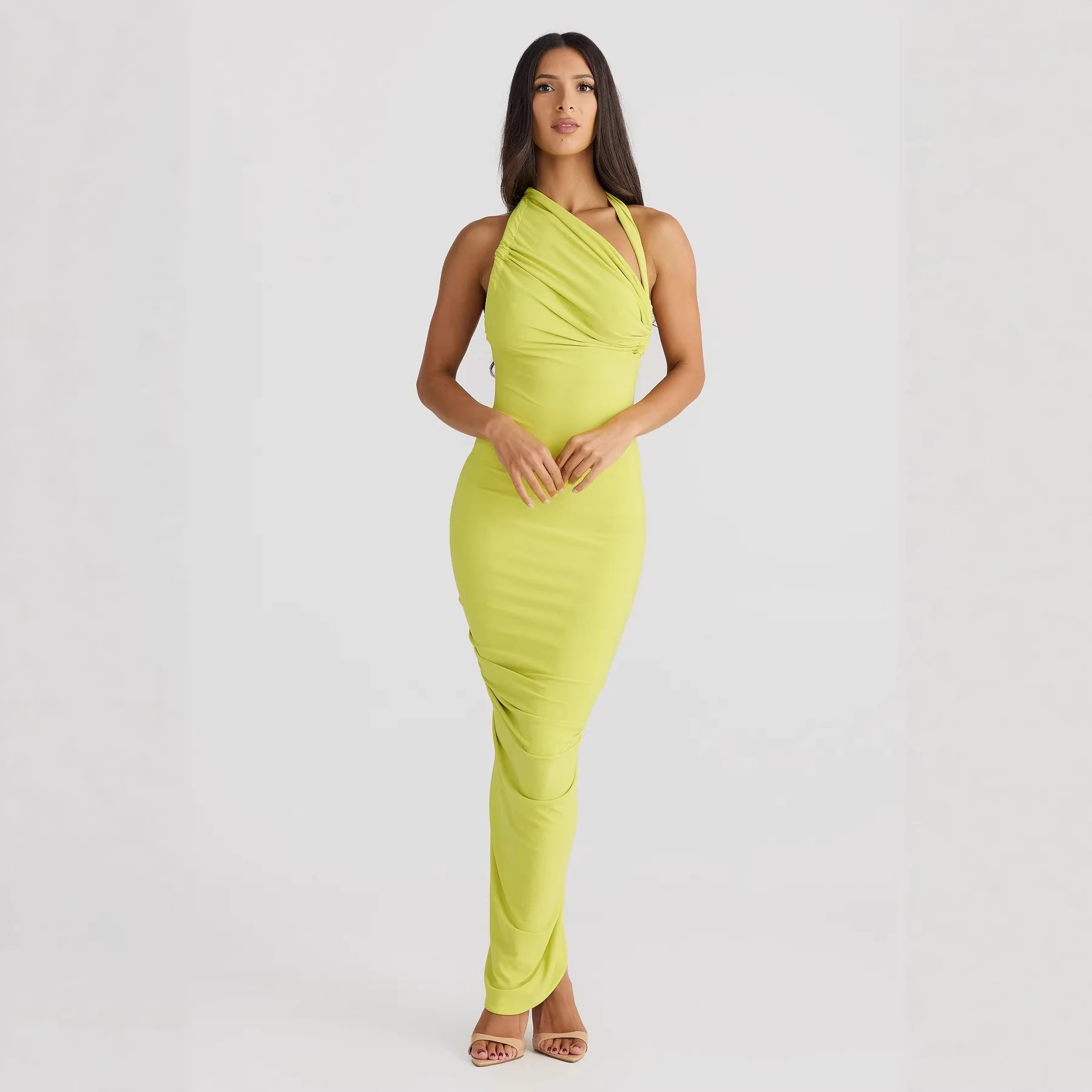 New Arrival Summer Women Dress Sexy Bodycon Halter Large Open Back Dress Female Fashion Party Date Dress_ecoleips.com