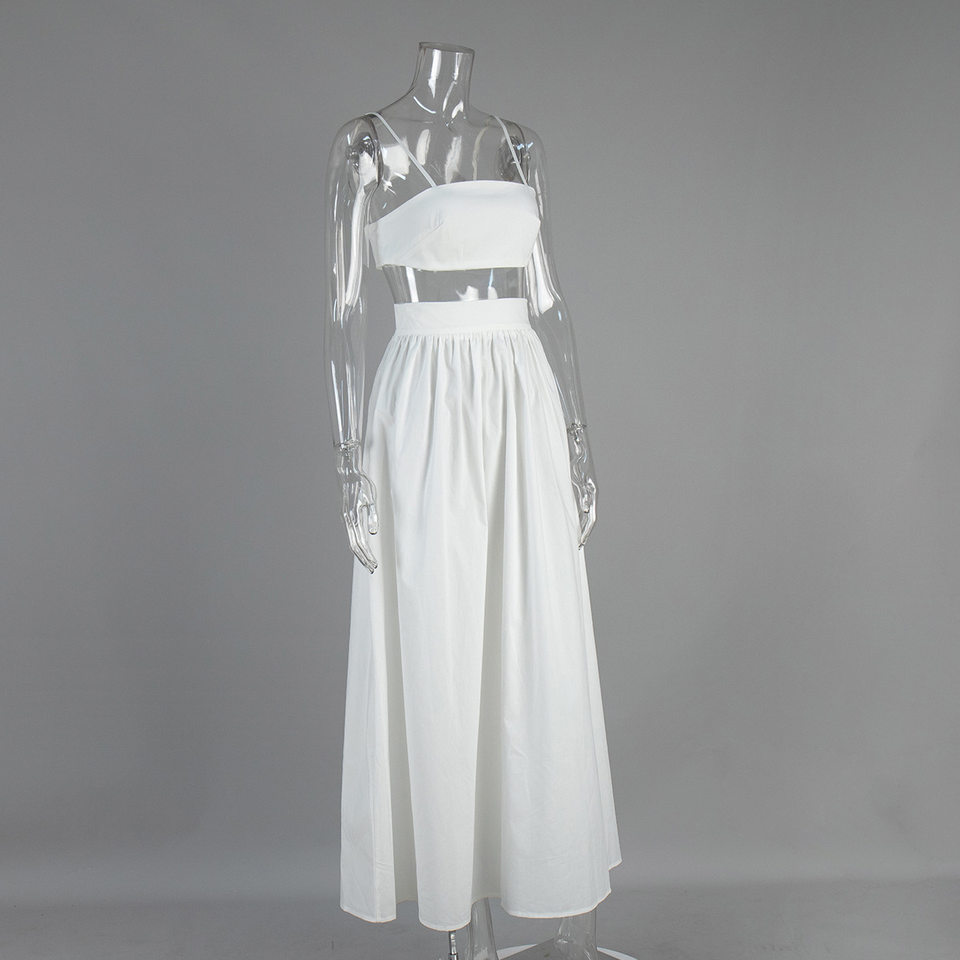Bộ đầm dài hai dây kèm áo lót cotton phối nối, không tay, dáng suông nhẹ — hồng, kaki, màu trắng, nâu chi tiết 5