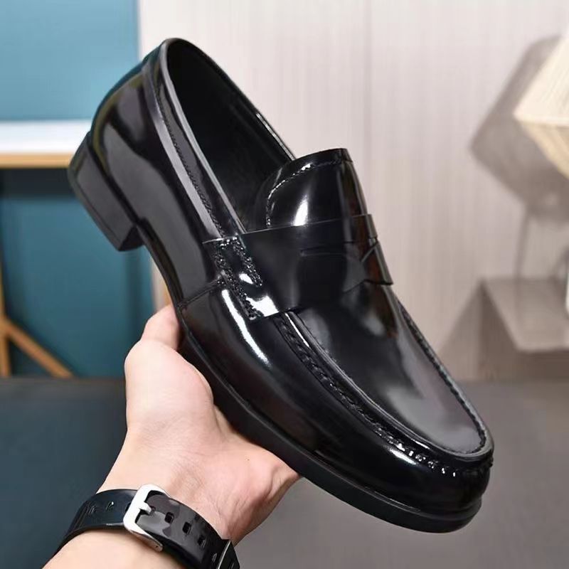 Men's Shoes 2025 New Spring Genuine Leather Loafers Men's Business Casual Leather Shoes Slip-On Lazy Beanie Trendy Shoes