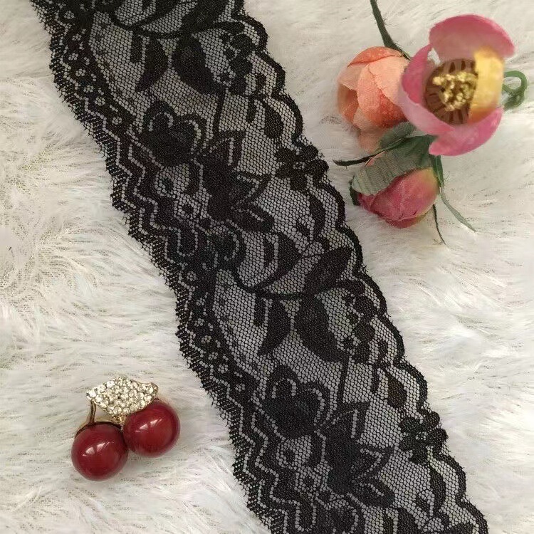 Factory In-Stock Elastic Lace Trim Clothing Accessory Fabric Hollow Black Lace Trim Accessory Width 5.5cm