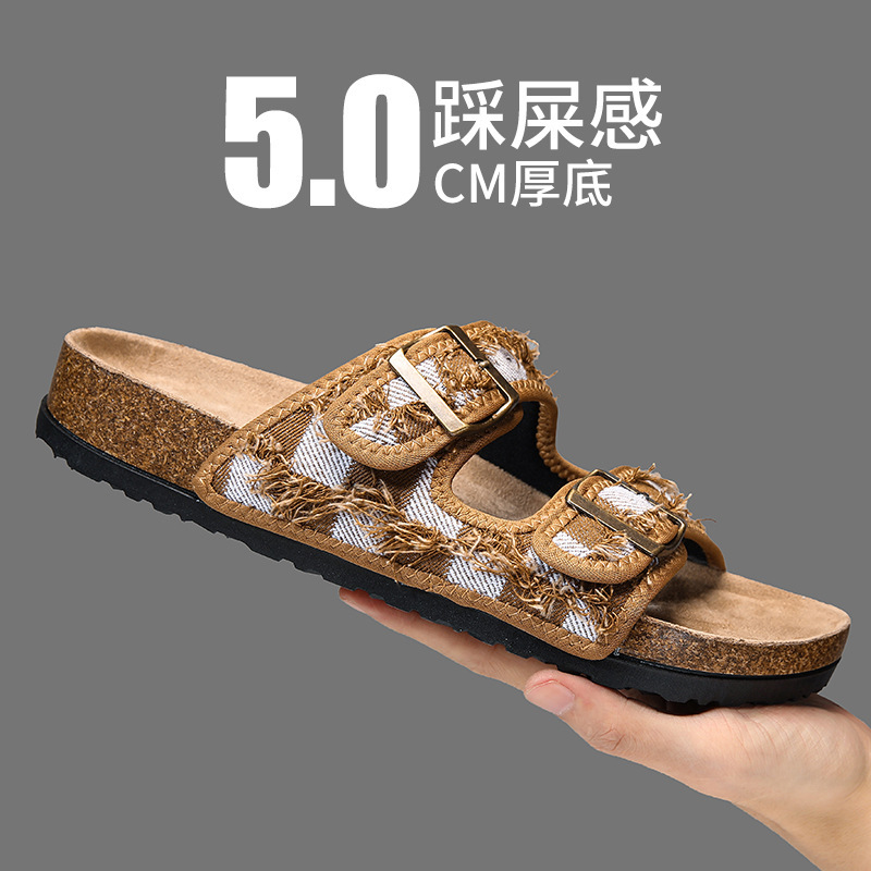 Cross-Border Men's and Women's Outdoor Slippers, Summer Breathable and Comfortable Cork Birkenstock Slippers, Thick-Soled Non-Slip Retro Casual Sandals Cross-Border Men's and Women's Outdoor Slippers, Summer Breathable and Comfortable Cork Birkenstock Slippers, Thick-Soled Non-Slip Retro Casual Sandals