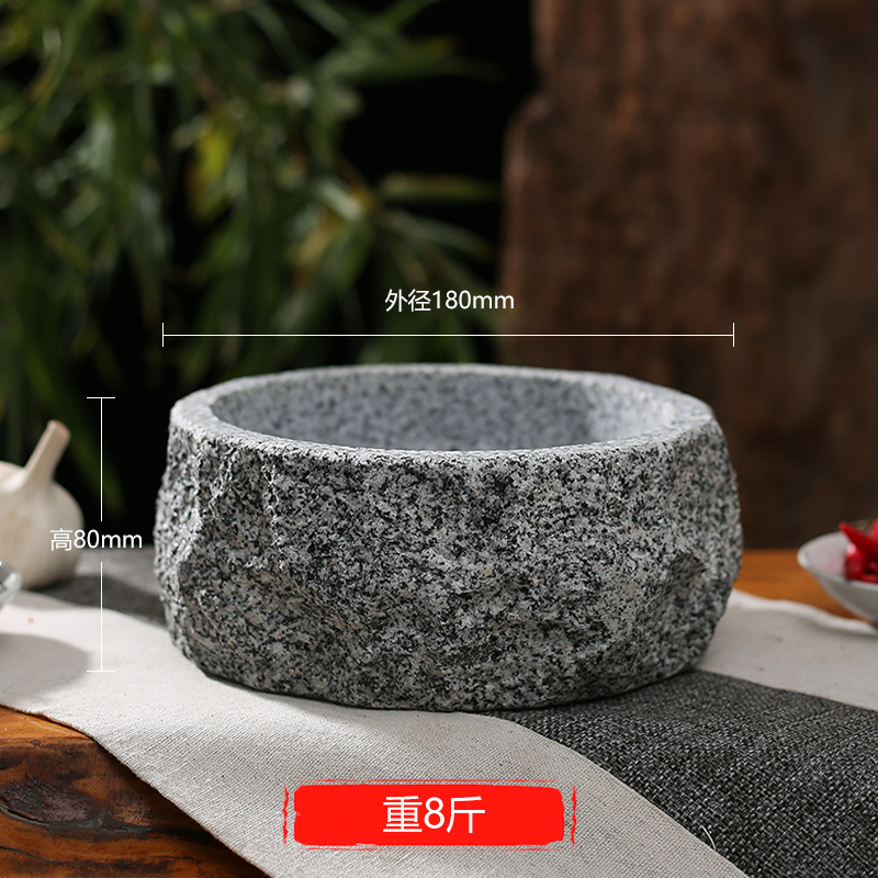 참깨 흰색 두꺼운 돌 그릇 직경 18cm