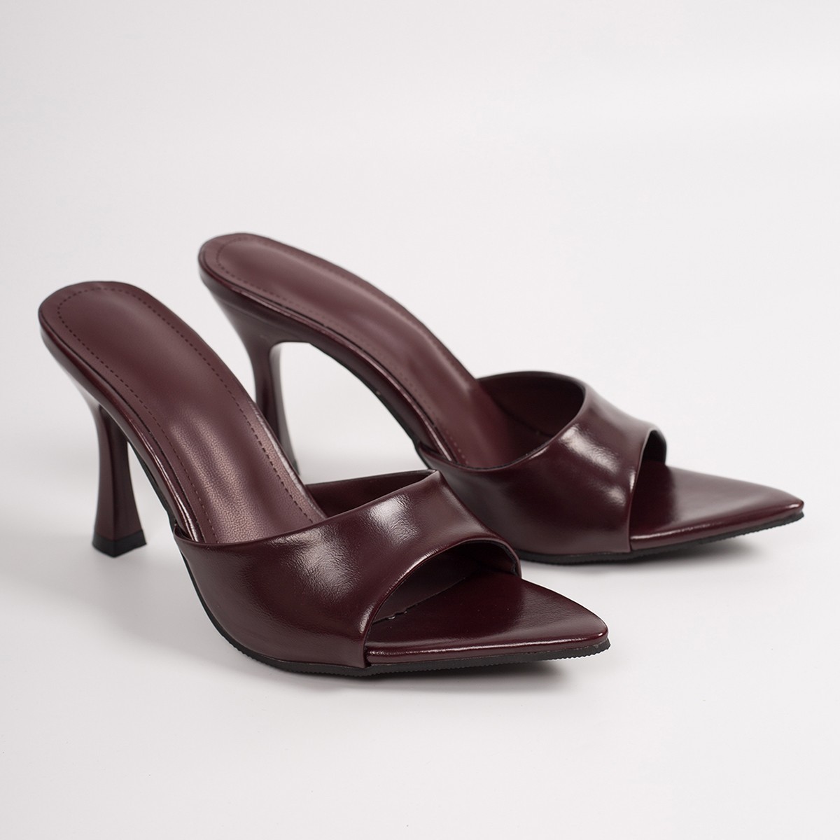 Zapatillas de Tacón Alto con Punta de PU y Charol, Tacón Fino, Antideslizante, para Verano