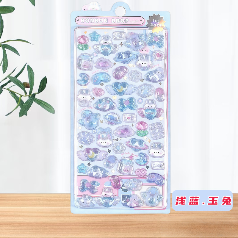 Dibujos animados cristal 3D estereoscopio relieve acrílico diamante pegatinas gemas para niños niñas decoración de teléfonos móviles