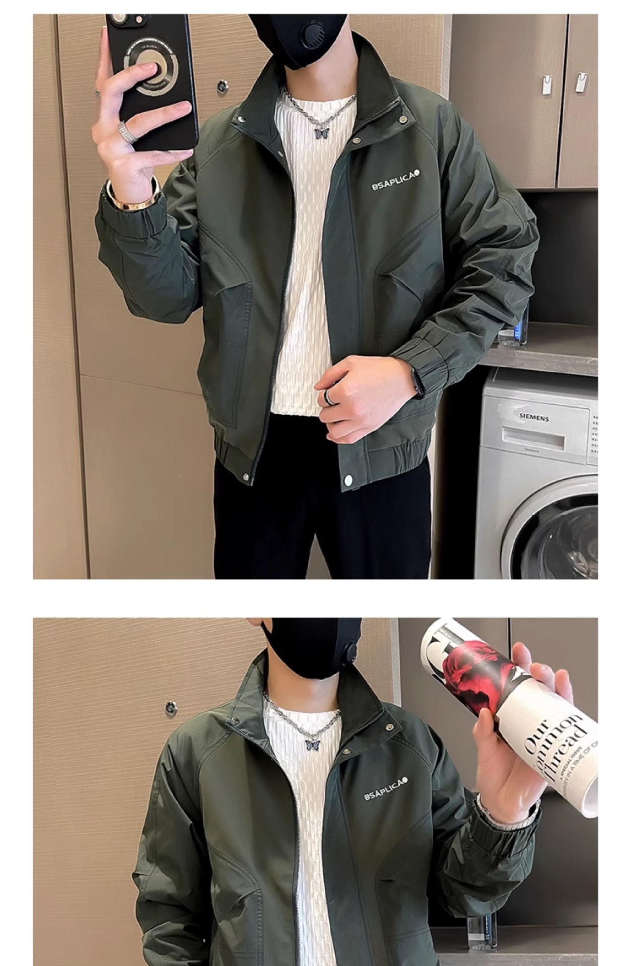 Stylish Men's Winter Coat Embroidered Workwear Versatile Jacket_voghion.com