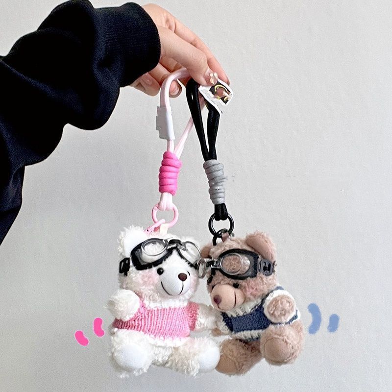 Colgante de bolsa de felpa de oso rubor Muñeca creativa Muñeca de oso lindo llavero Regalo Decoración interior de coche