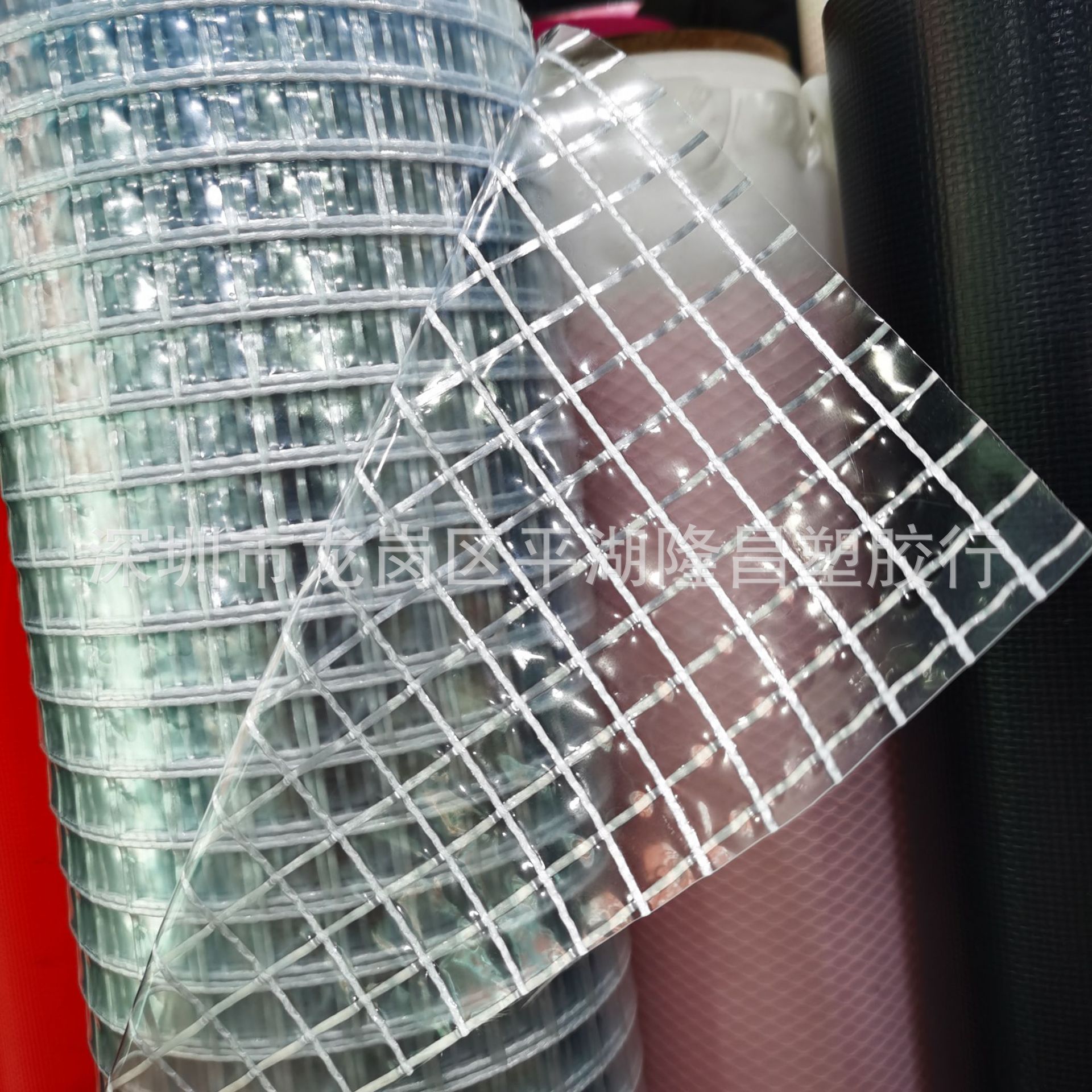 PVC透明夹网 有色夹网 PVC薄膜 透明网格布 PVC夹网