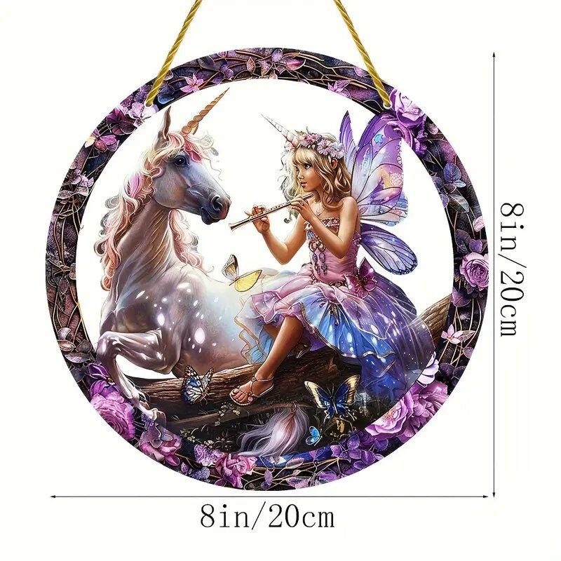 Decoración creativa transfronteriza acrílica disco plano colgar princesa de cuento de hadas belleza figura de captura de sol ventana decoración porche