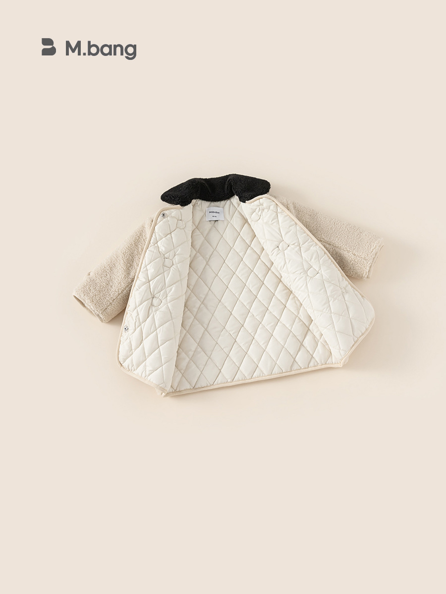 Youbao ropa para niños abrigo de solapa para niñas invierno nuevo estilo niños botones de cuerno niñas abrigo de lana de longitud media engrosado