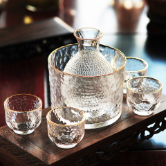 日式酒壶套装玻璃黄酒温酒器烫酒壶家用一两白酒杯咖啡锤纹ins