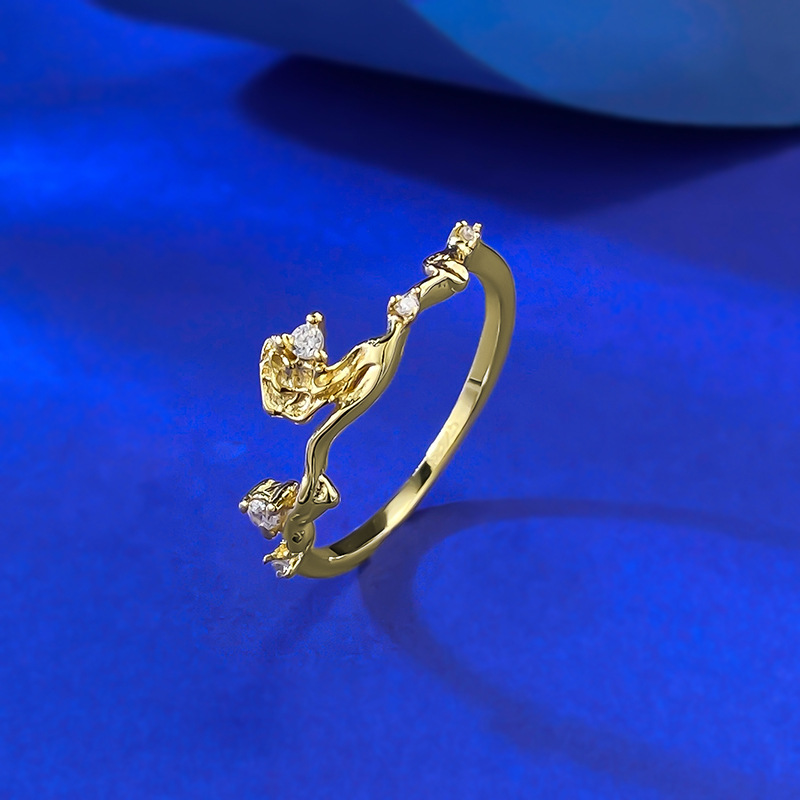 Mujing Jewelry S Anello in argento placcato oro con foglia e montatura perimetrale, di alta qualità, per donna, vendita all'ingrosso_voghion.com