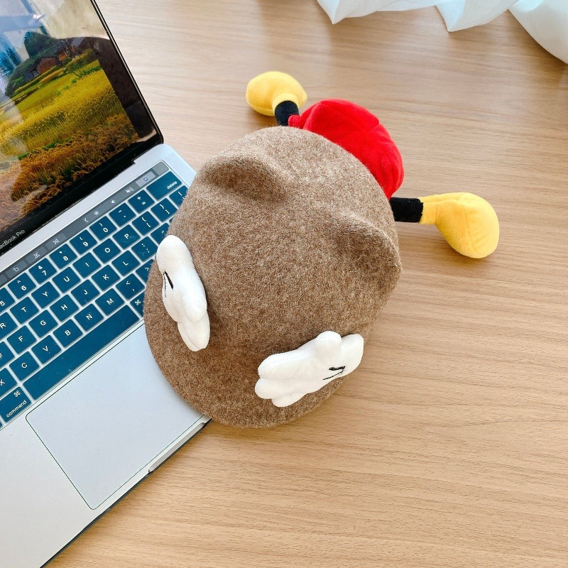 Sombreros para bebés otoño y invierno gorras de caballo de lengua de pato lindas sombreros de sol de Mickey para niños y niñas sombreros de cachemira de invierno