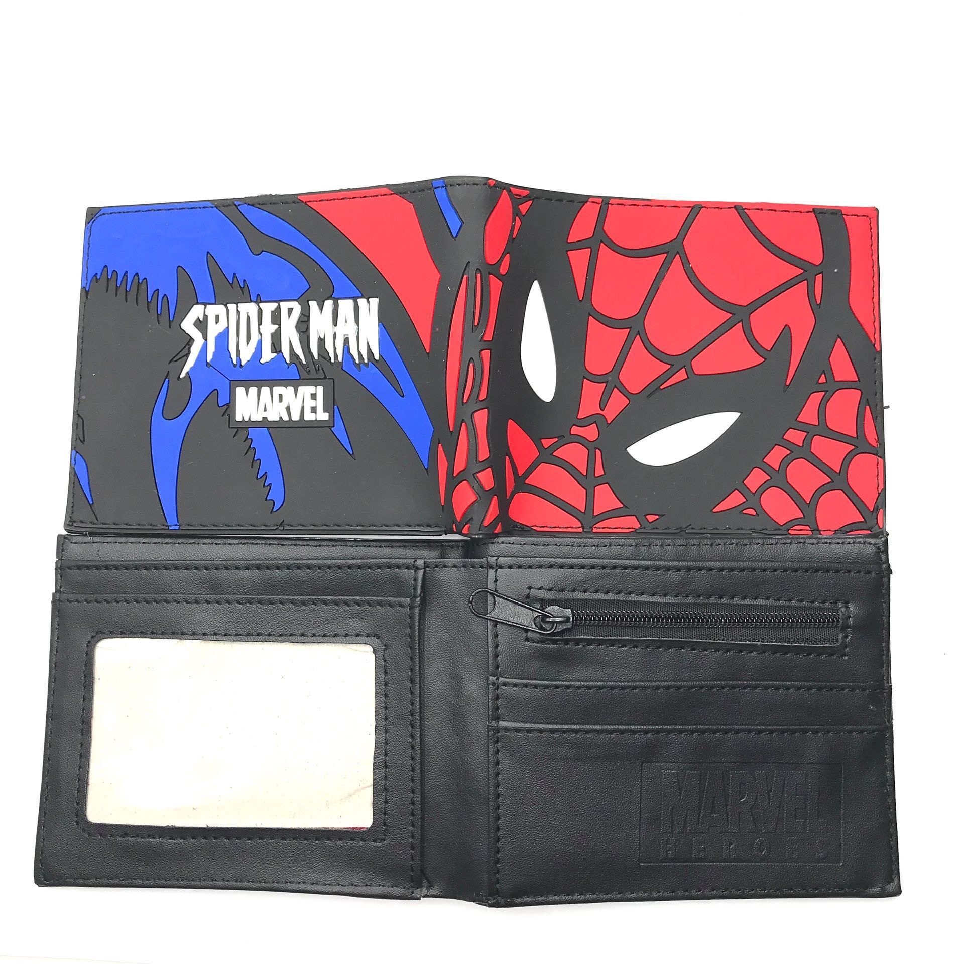 Cartoon Spider-Man niños estudiantes billetera corta para niños PU piel bolso de cambio bolso de mano bolso de tarjetas vengadores