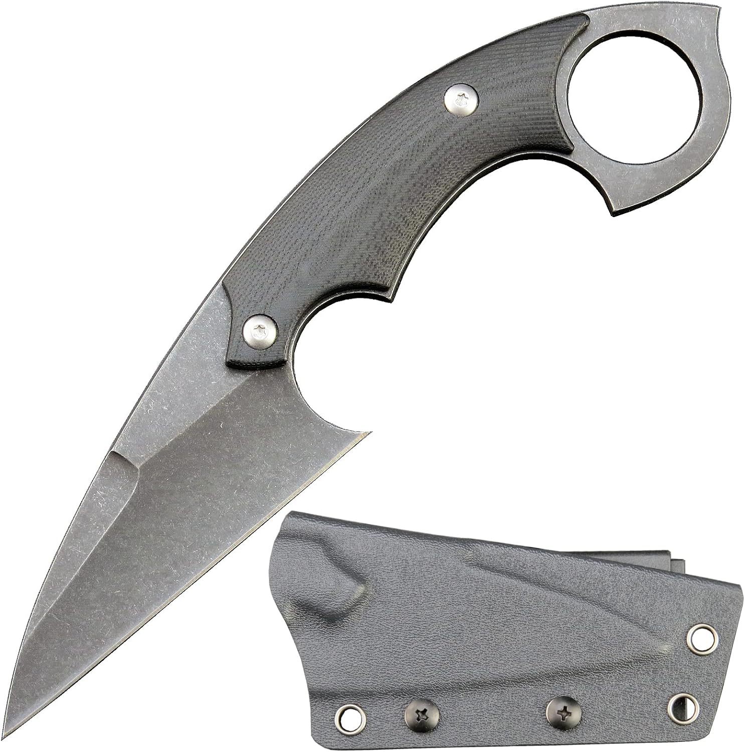 C1118爪子刀D2钢材刀片+G10手柄直刀带保护套，户外野营钓鱼工具