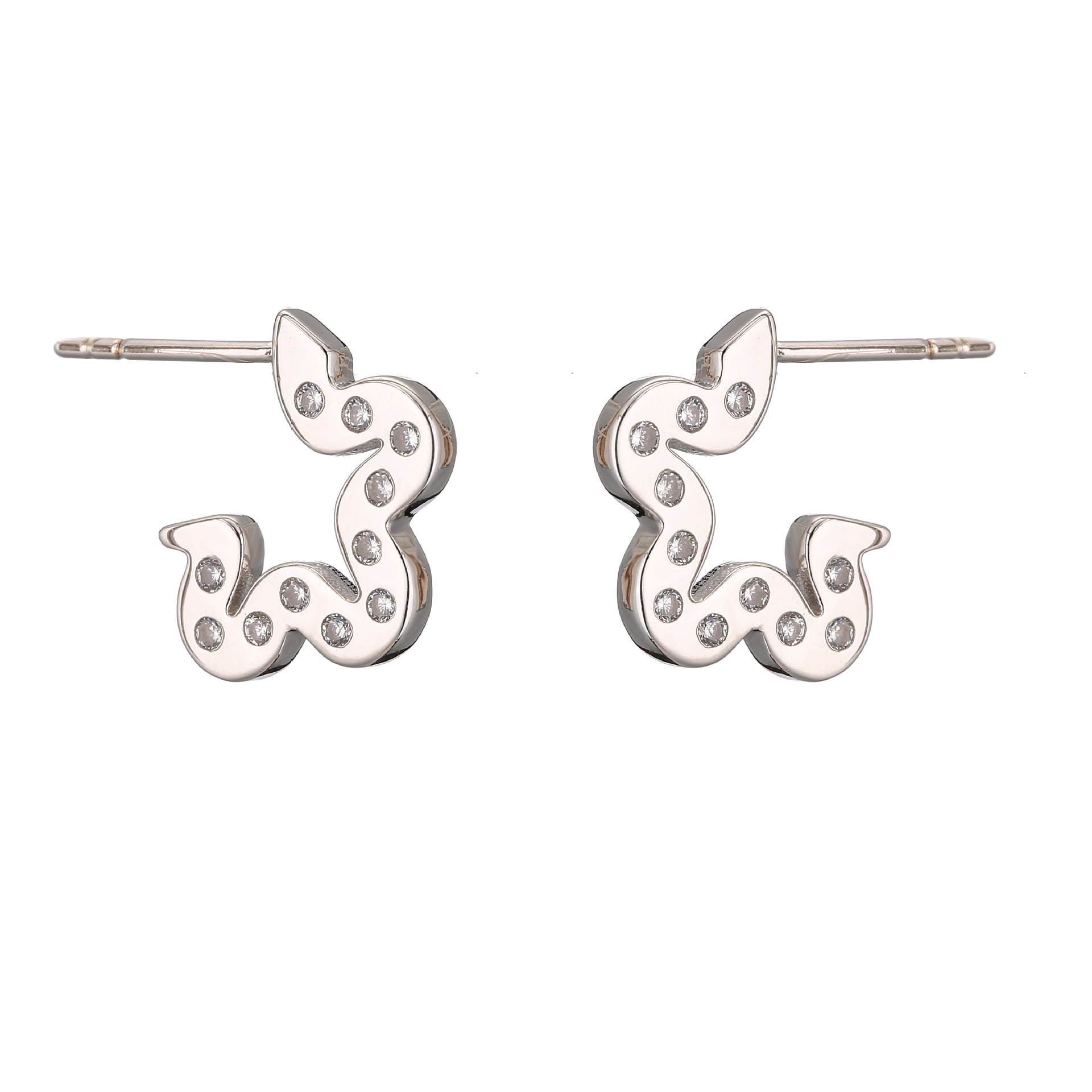 Micro-Inlaid Zircon Flower Rectangular Round Shape Stud Ring Brass Earrings