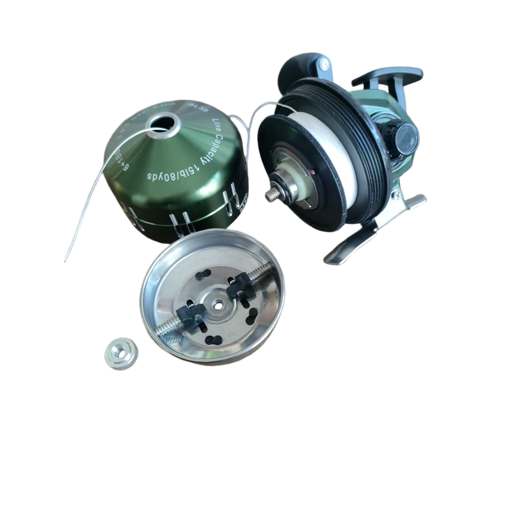 Carrete de pesca con señuelos de la marca Double Fish Fortress BL33 BL39, fabricado en metal, con manivela intercambiable para mano izquierda y derecha, línea Dyneema.