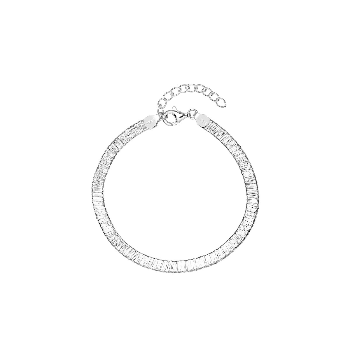 Brushed Finish S925 Silver Embossed Bracelet 4M Dazzling Luxurious Birthday Gift Jewelry Accessories_voghion.com