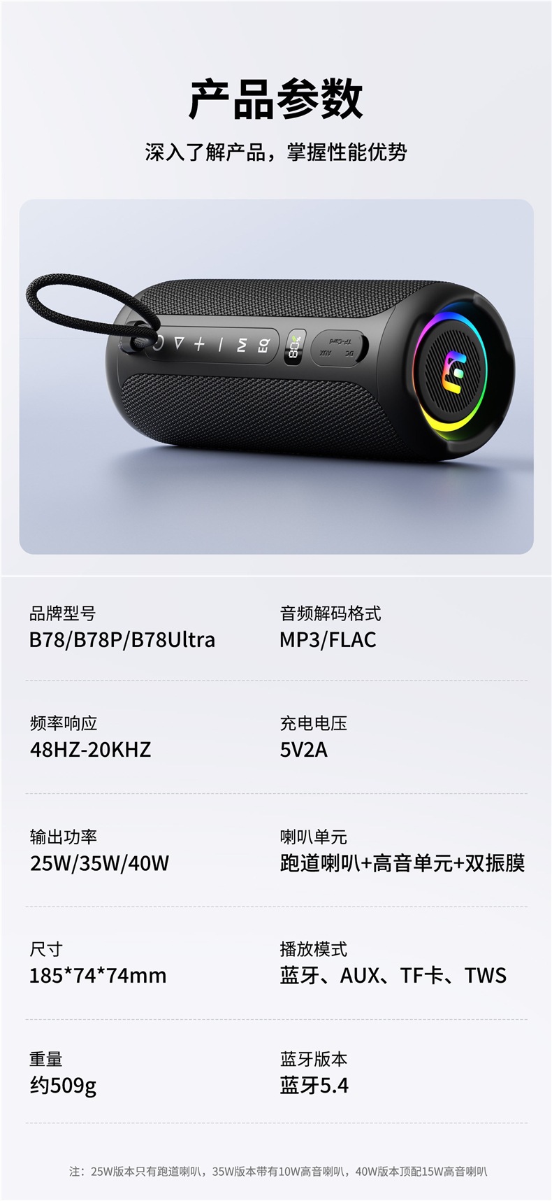 Bluetooth speaker 40W outdoor portable card-insertable waterproof subwoofer high-quality sound for motorcycle riding and camping