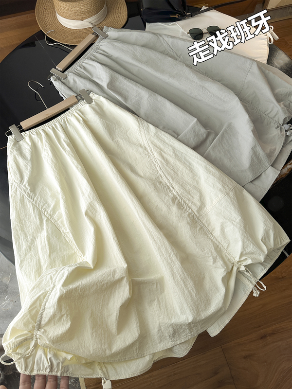 Export Order! 279+! Casual Elastic High-Waist Drawstring Mid-Length Skirt Workwear Skirt for Women New