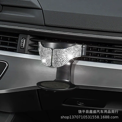 Car Air Outlet Water Cup Holder, Beverage Rack, Diamond-Encrusted Car Water Cup Holder, Car Ashtray Holder, Cup Holder (Car cup holder/beverage holder) - white-diamond
