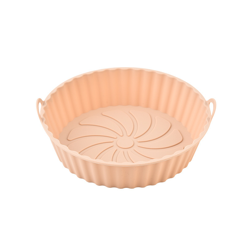 硅胶空气炸锅烤盘食品级花边盘圆形空气炸锅硅胶烤盘微波炉耐高温|undefined