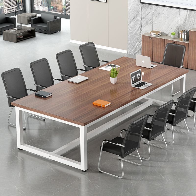 Mesa de conferencias Mesa larga Mesa de trabajo de capacitación para personal Mesa de negociación simple y moderna Mesa y silla Combinación Marco de acero Escritorio para computadora Escritorio