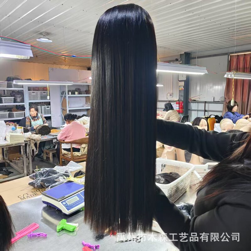 Front Lace Real Wig Qi Tail First Gear 13X4 Shun Hair Natural Color Medium Long Straight Hair human hair wig