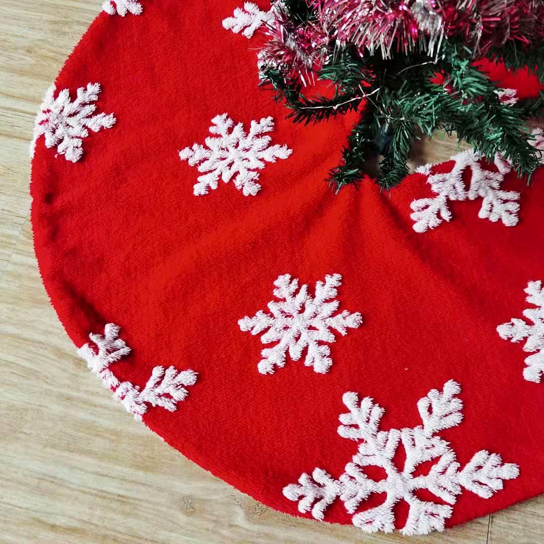 Navidad transfronteriza jacquard rojo falda de árbol de nieve de navidad gris decoración de peluche gran falda de árbol de nieve doble capa