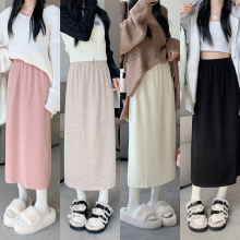 黑色开叉半身裙女秋冬新款灯芯绒气质高腰显瘦裙子百搭a字中长裙