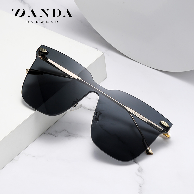 Nuevas gafas de sol de moda europea y americana de las mujeres gafas de sol JS8523 lente de una sola pieza sin marco gafas de sol a prueba de rayos UV hombres