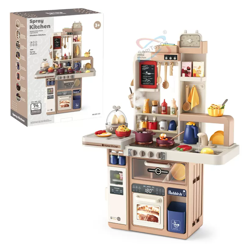 跨境热供儿童72PCS欧式喷雾厨房玩具 亲子互动过家家餐厨玩具批发