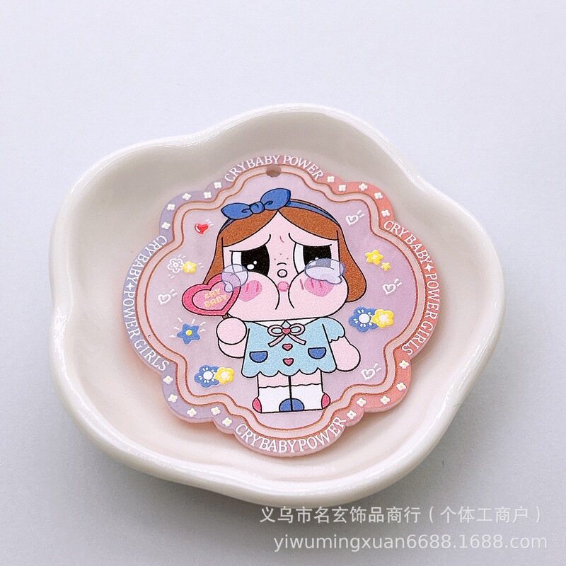 53*51 ミリメートルアクリルアセテート両面レリーフプリント泣いている赤ちゃんぶら下げ穴ビーズ diy 携帯電話チェーンぶら下げ穴ジュエリーパーツ|undefined