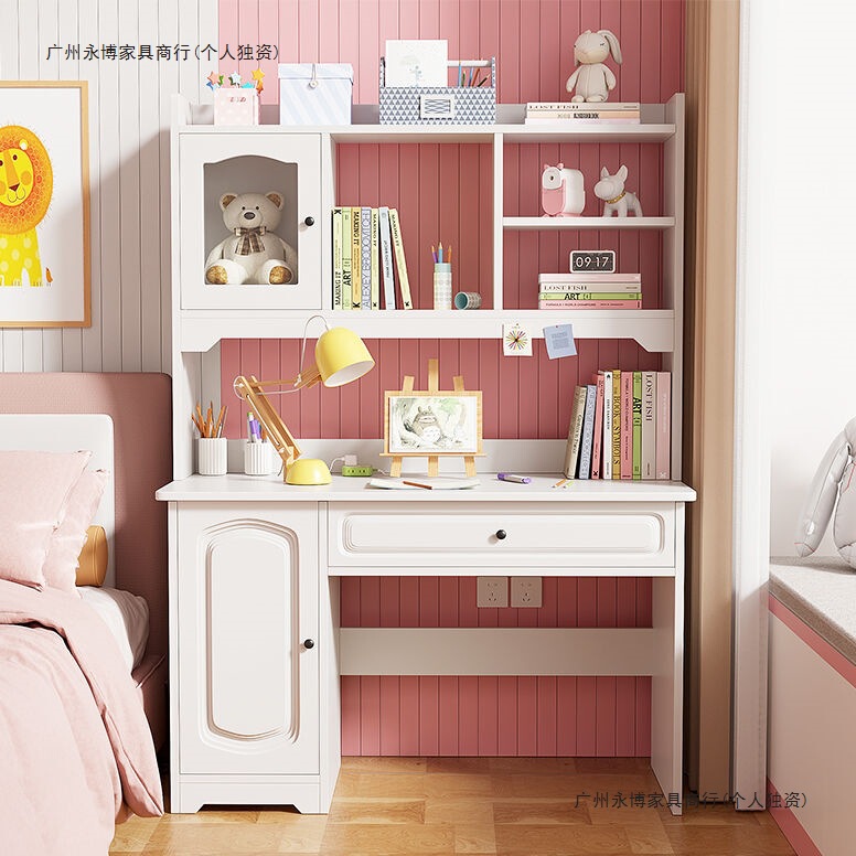 Children's Study Table Home Bedroom High-Looking Desk Bookshelf Combination Girl's Room Internet Celebrity Writing Table Children's Study Table Home Bedroom High-Looking Desk Bookshelf Combination Girl's Room Internet Celebrity Writing Table