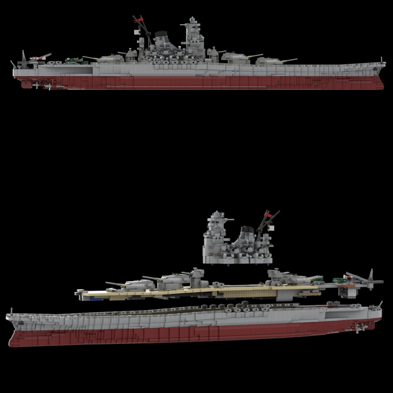 Конструктор MOC линкор IJN Yamato, масштаб 1:200, 8 717 деталей