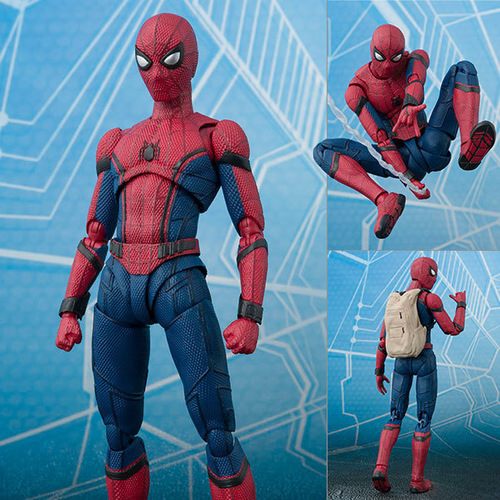 SHF Spider-Man Little Gadget Back to School Season with Backpack, Marvel Spider-Man Action Figure Toy Model Boxed