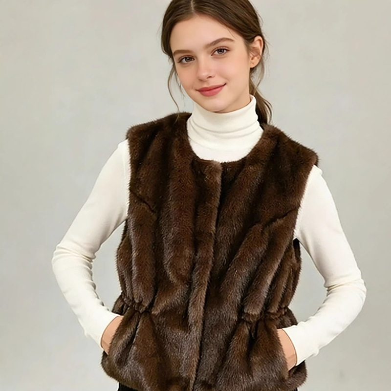 Fur Fox Fur Vest 2026 New Spring Style with Drawstring Waist, Mink Fur Waistcoat, Chest Protection and Back Warmer for Women Fur Fox Fur Vest 2026 New Spring Style with Drawstring Waist, Mink Fur Waistcoat, Chest Protection and Back Warmer for Women