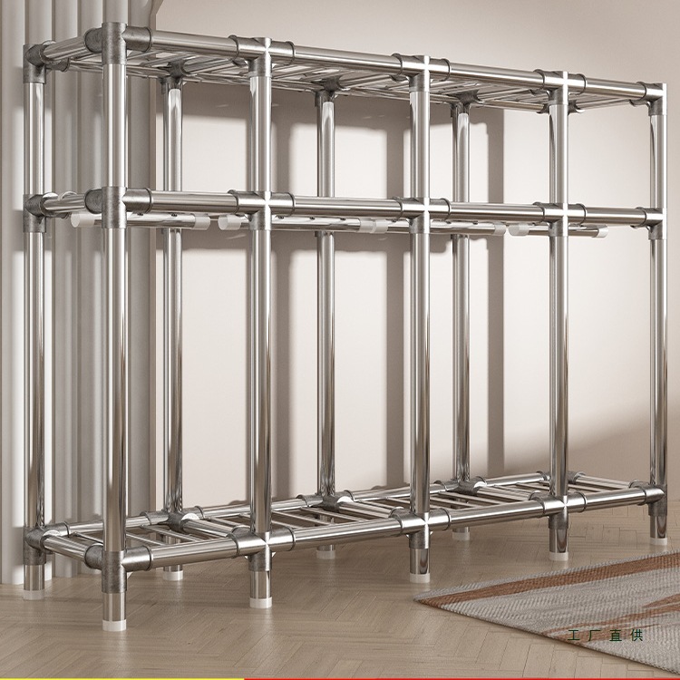 26mm Wardrobe for Home Bedroom Simple Assembly Rental Room Fabric Wardrobe Thickened and Reinforced Full Steel Frame Sturdy and Durable