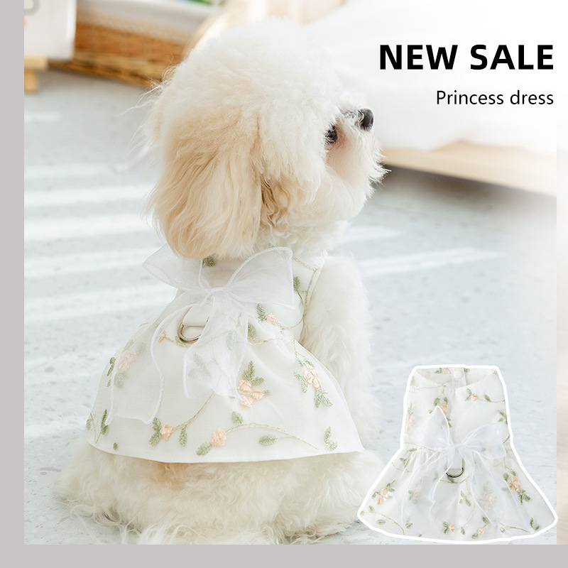 Primavera y verano perros flor tridimensional bosque hada vestido gato falda de dos patas mascotas Teddy prendas de vestir