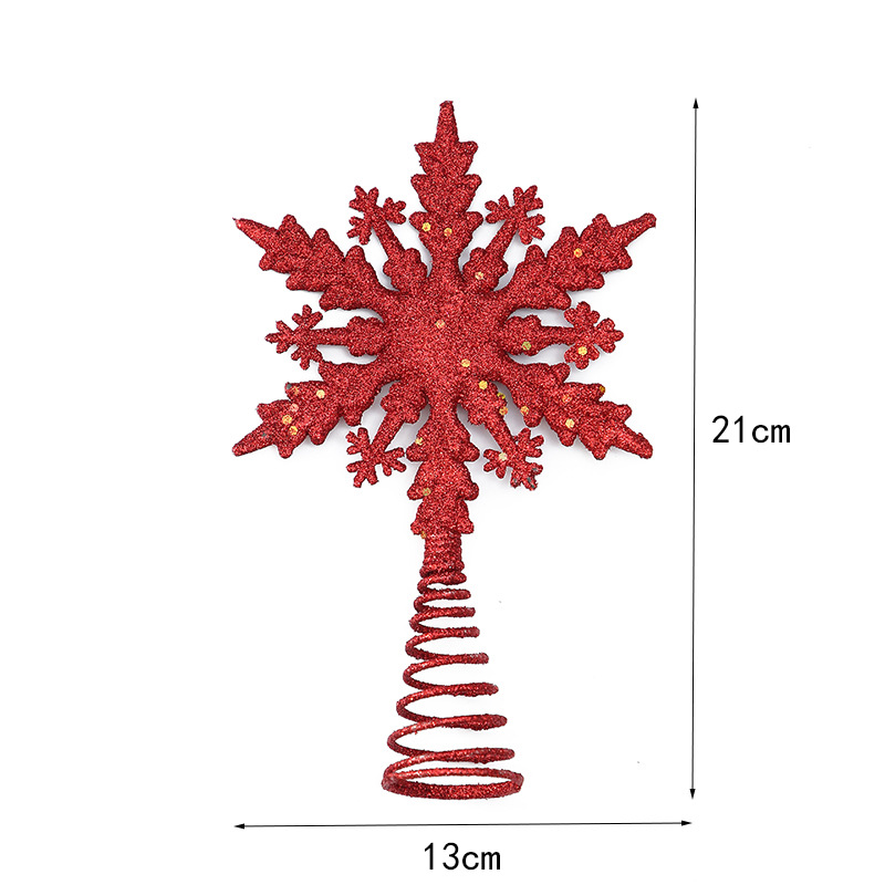 Decoración de copo de nieve para la punta del árbol de Navidad, copo de nieve rojo hueco de plástico, decoración festiva para el árbol de Navidad.