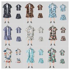 夏のレトロなビーチセット男性半袖花シャツカジュアルシャツハワイ海辺半ズボン休暇2点セット